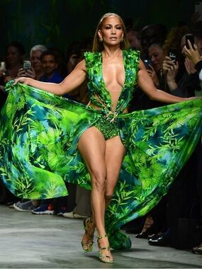MARCIANO GUESS Green Tropical Plunge DEEP V LONGSLEEVE DRESS STRETCH SZ Medium